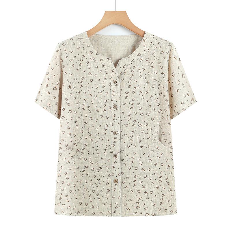 Cardigan de Algodón Puro de Manga Corta Estilo Nuevo 2026 para Mujeres de Mediana Edad y Mayores