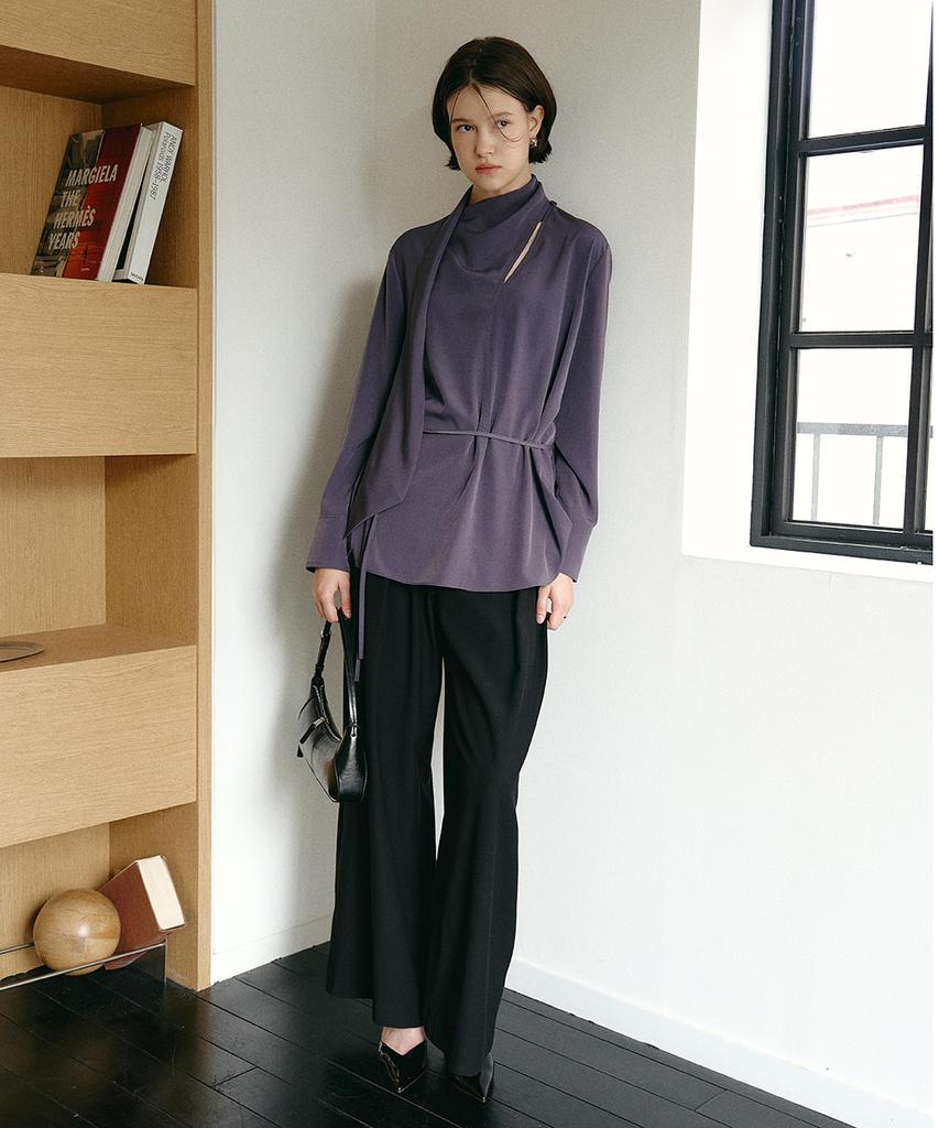 MAKE A TOAST Wool High-Waisted Belted Wide Pants Black Mbefpa003Bk