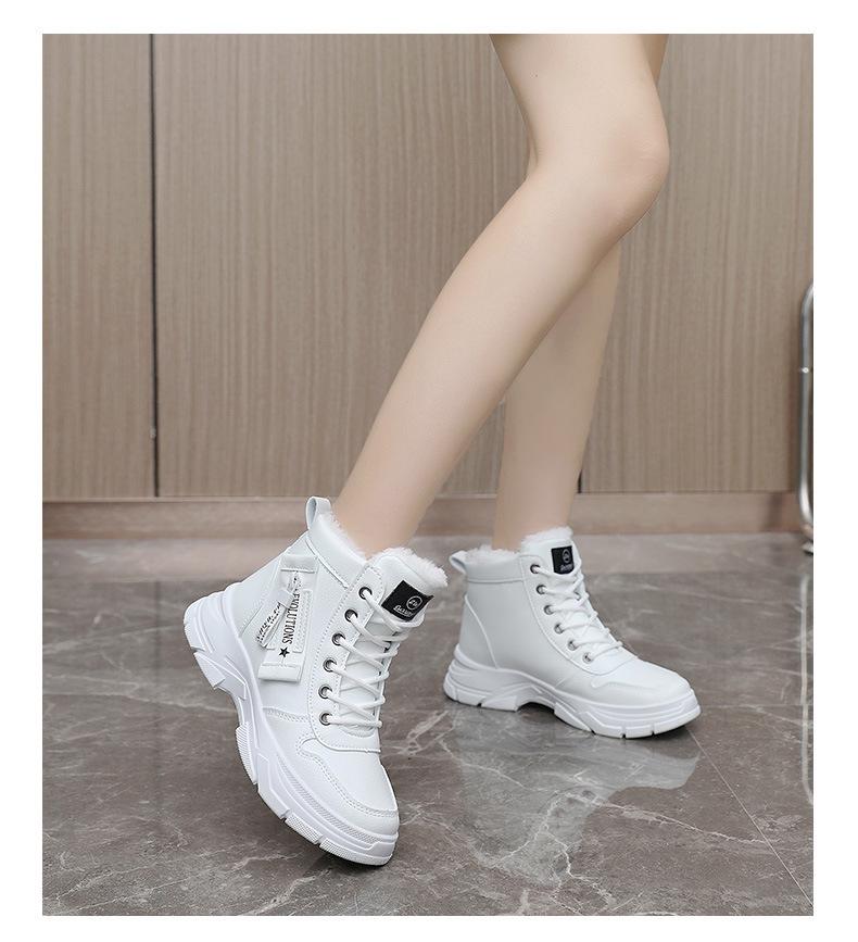 Winter 2024 Damen Trendige Dickbesohlte Fleecegefütterte Martin Boots
