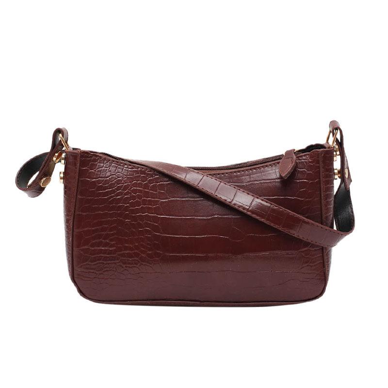 

Newest Crocodile Pattern Zipper Handbags For Women Fashion Texture Embossed Lacquer Shoulder Bag Simple And Small Square Bags 24x6x12.5cm