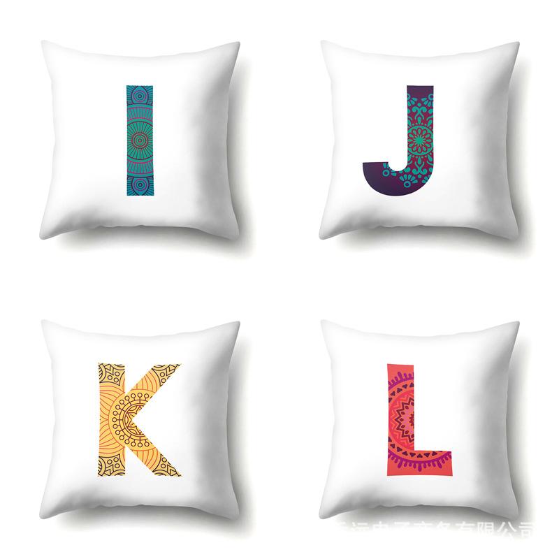 Polyester Pillowcase Home Geometric Striped Print Pillowcase 26 English Letter Cushion Cover
