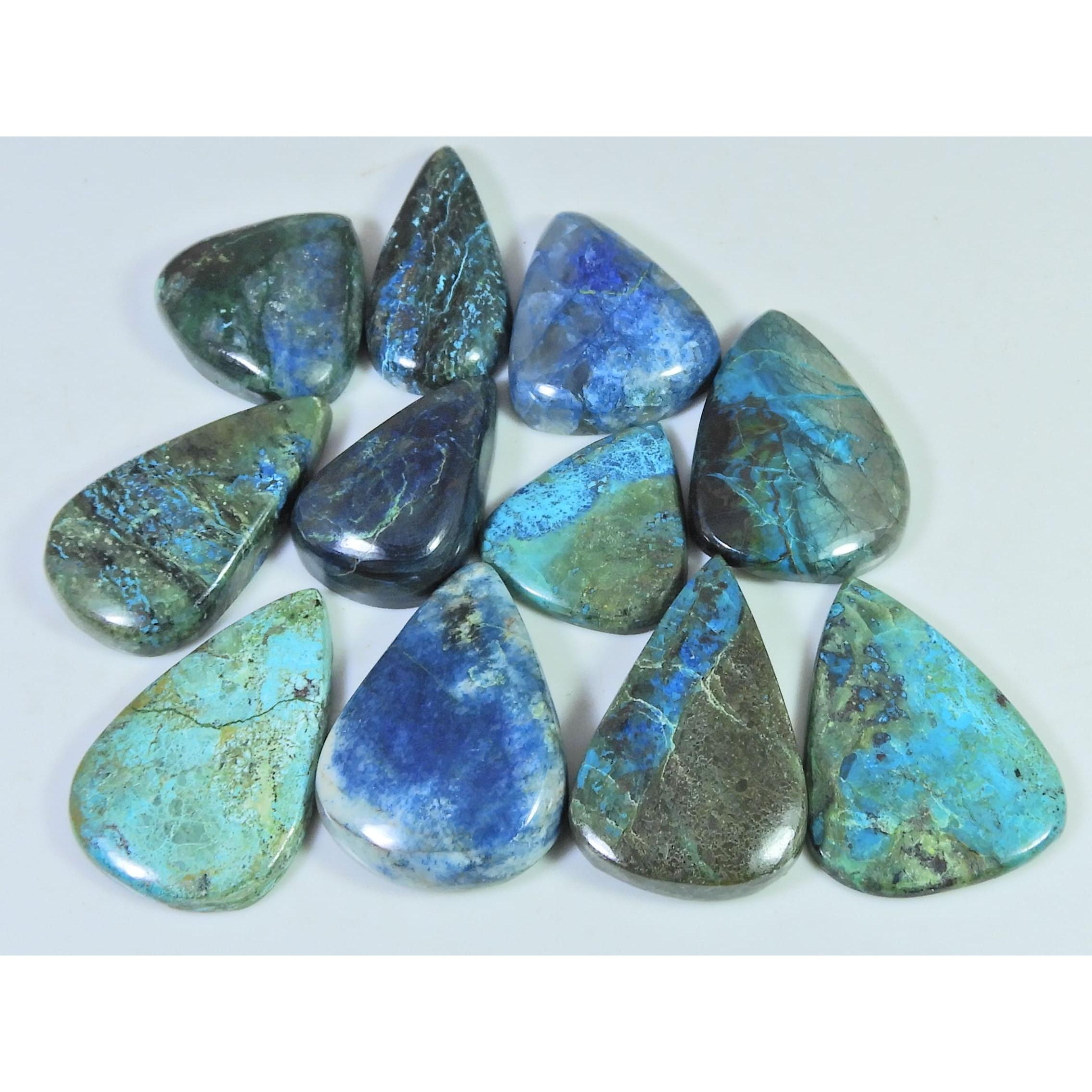245Cts. Natural Shattuckite Pear Cabochon Loose Designer Gemstone 11Pcs Lot C-1536