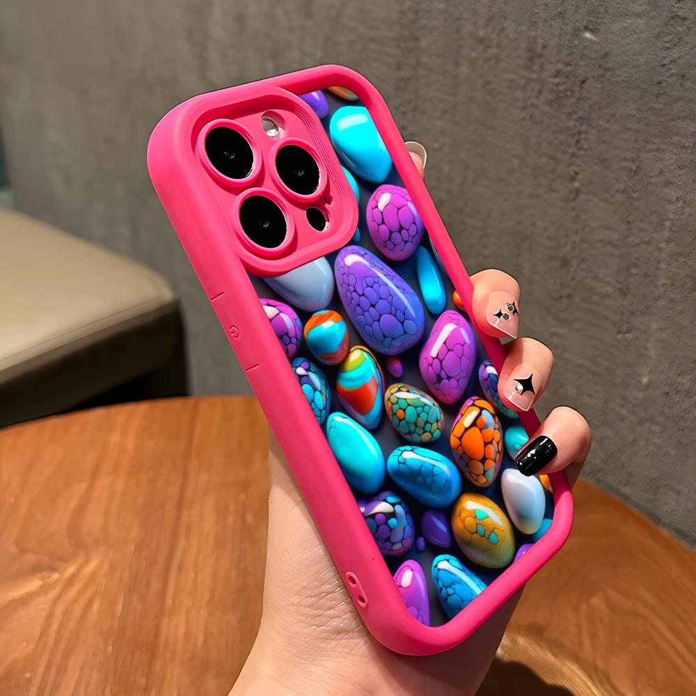 Aesthetic Stones Mobile Phone Case for iPhone 17 16 15 14 13 12 11 Air Pro Max Plus Thicken TPU Colorful Cover Luxury Cellphones