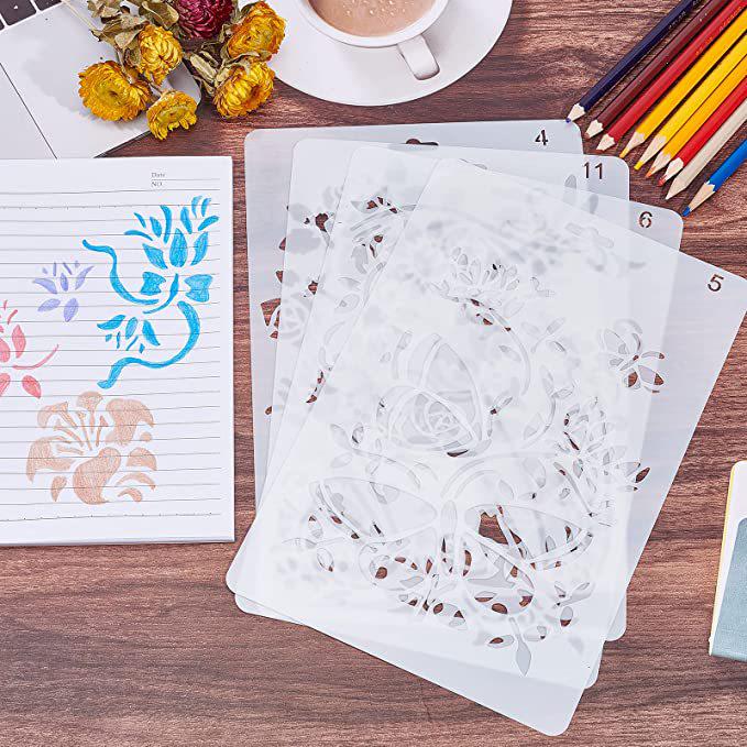 Plant and Animal Painting DIY Stencil - Flower Graffiti PET Template