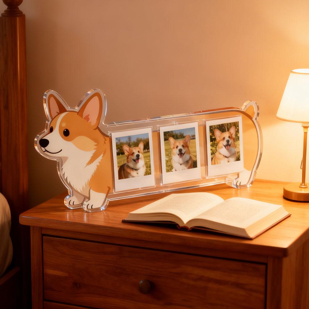 Cute Dog Shaped 4 Picture Frames, Cat Mini Photo Frame Clear Acrylic Desktop Picture Frame & Photo Display For Home Office Decor