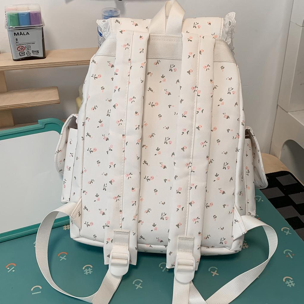 Schoolbag Korean simple floral versatile nylon backpack 1011 new small fresh, sweet and high-value large-capacity backpack