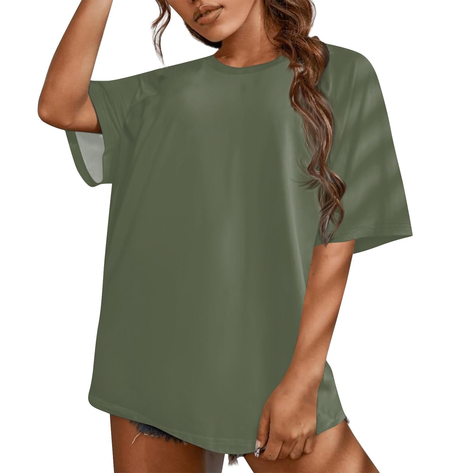 

Женская футболка Футболка Сплошной цвет с рукавами реглан Повседневные выходные Модный топ с круглым вырезом L армия зеленый