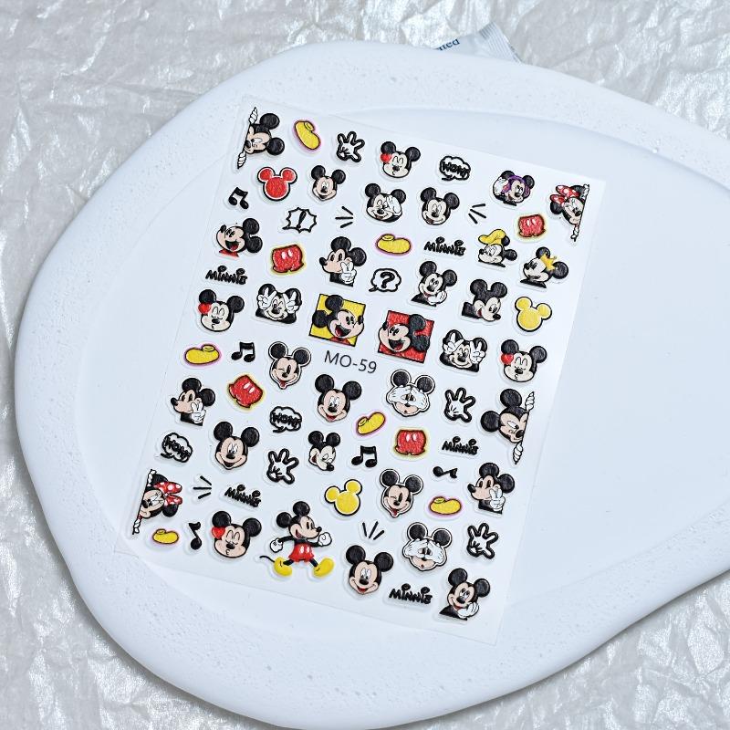 Disney Cartoon Mickey Minnie Relief Nail Stickers Kawaii Stitch Relief Nail Stickers Snow White Stickers DIY Mobile Phone Stickers