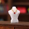 Realistic Miniature Doll House Jewelry Stand Model With Flocking Finish and Necklace for 1/24 Antique Cabinet Decors