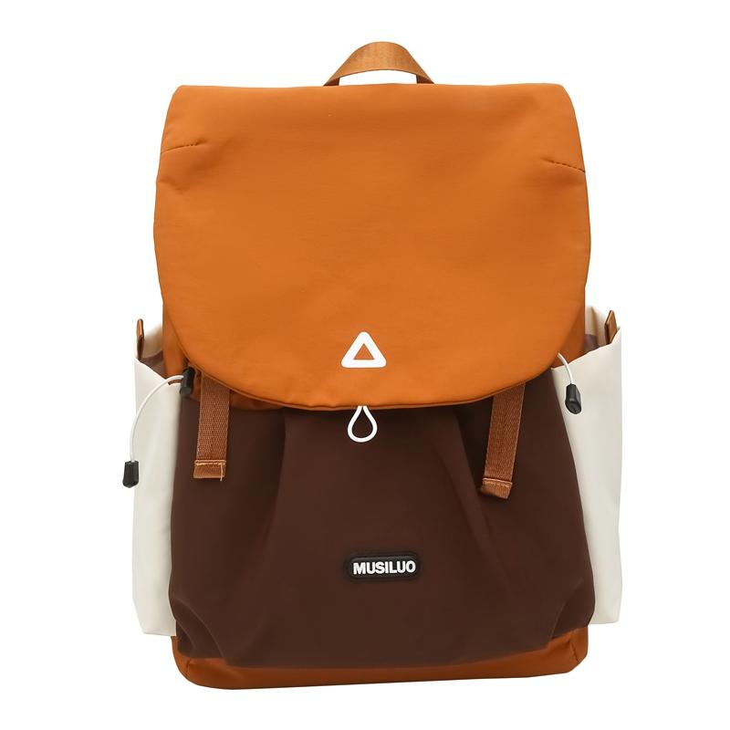 

Студенческий школьный рюкзак с цветными блоками, сумка для учебников, женский рюкзак большой вместимости Small коричневый