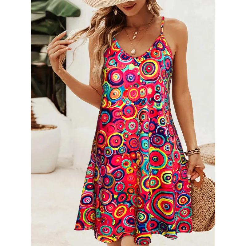 New spring and summer printed strapless women's dress