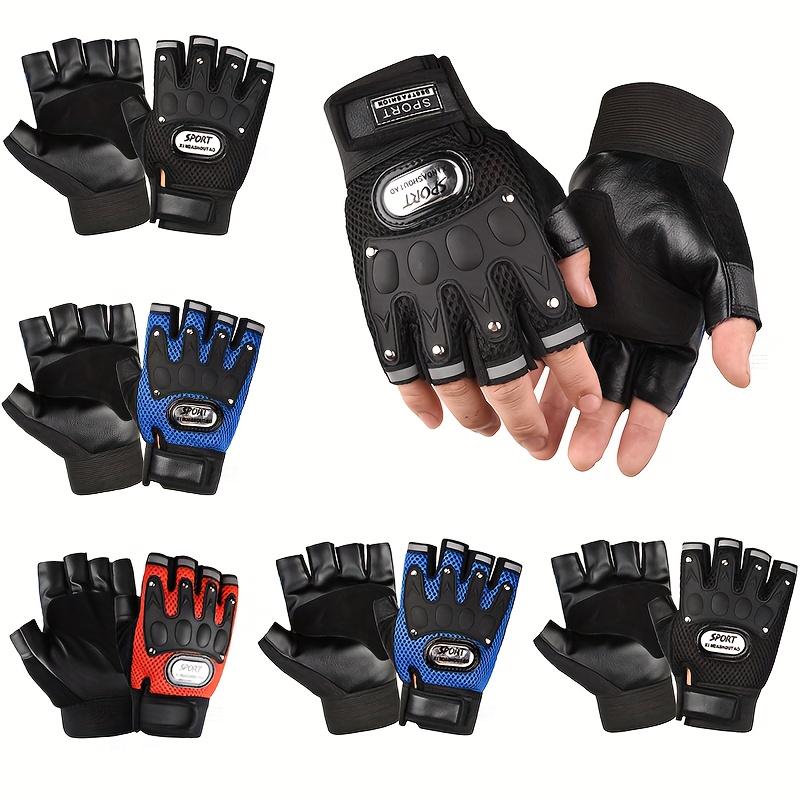 Pair 1 Gloves Sports Halffinger Nonslip Grip Breathable Mesh Durable Design Redblackblue With Safety Wristband For Enhanced Outdoor