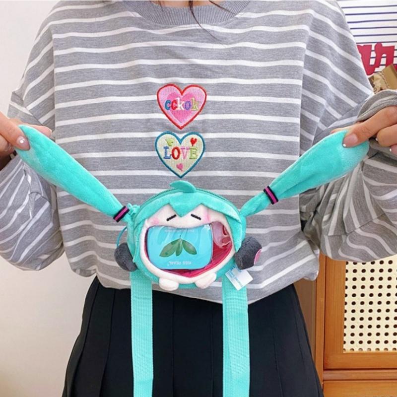 Portmonetka na monety Hatsune Miku Torba na ramię Kreskówka Kawaii 14 cm Torba na słuchawki Pluszowa torba na ból Torba crossbody Breloczek dziewczyna Prezent