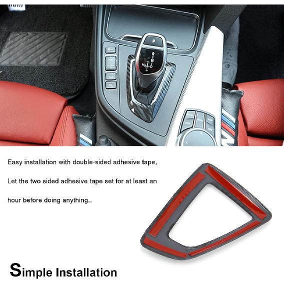 RYANSTAR RACING Carbon Fiber Gear Shift Knob Panel Frame Cover Sticker Interior Trim Compatible with BMW F20 F21 F22 F23 F30 F34 F35 F32 F33 F36 1 2