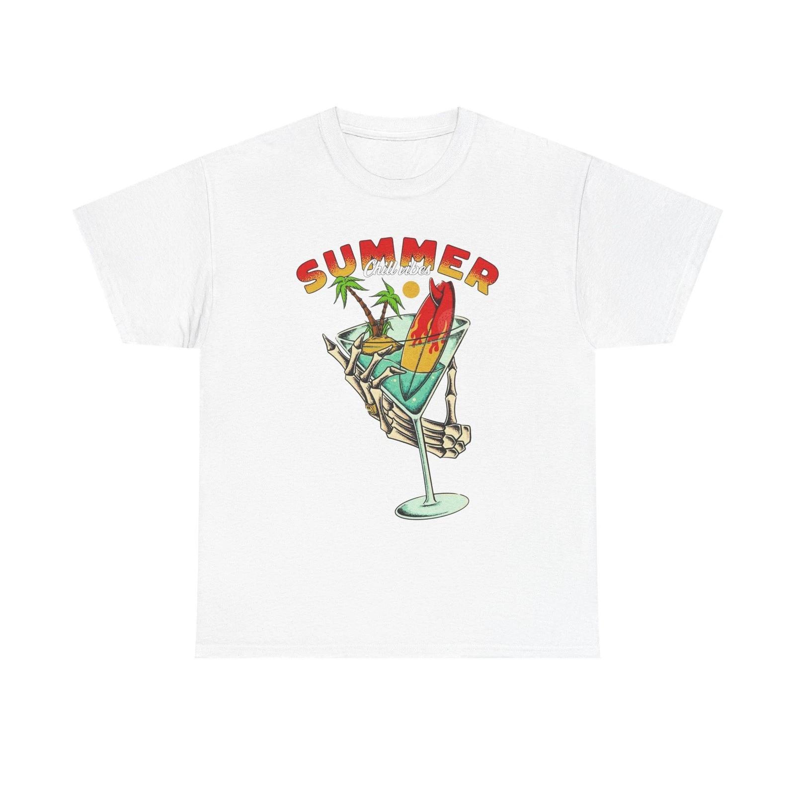 Summer Chill Vibes T Shirt Graphic Unisex Heavy Cotton Tee NEW GIFT 3XL