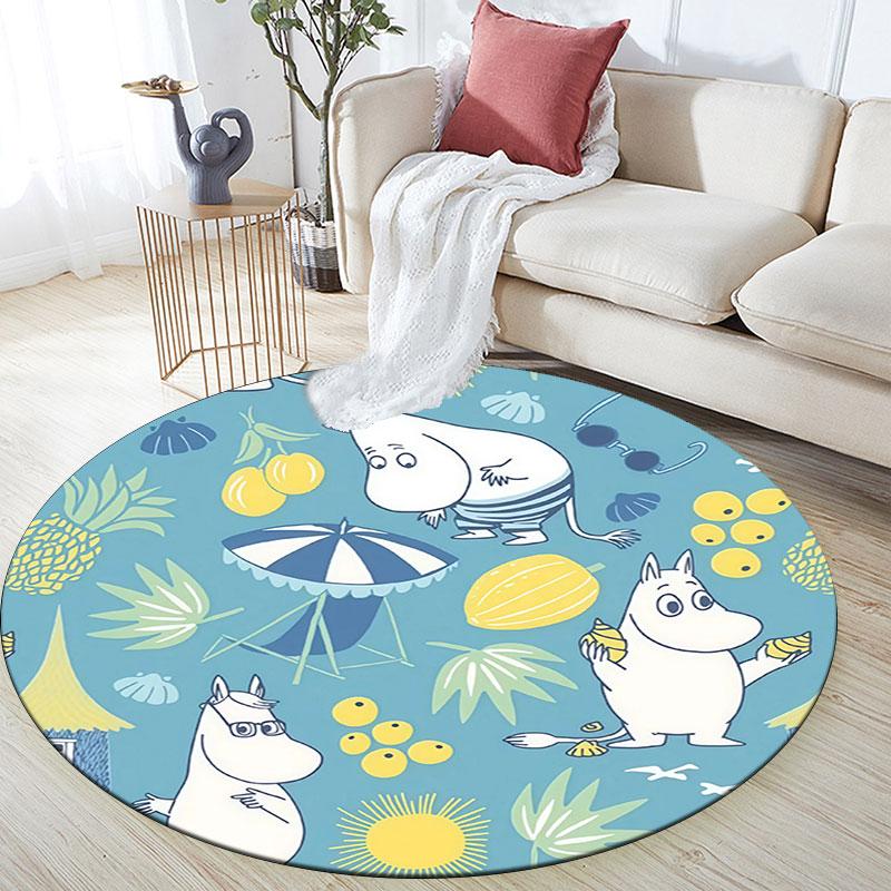 Moomin,Round Area Rug,Carpet Rug for Living Room Bedroom Sofa Playroom Decor,Non-slip Floor Mat