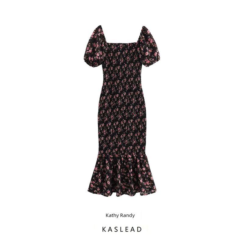 Kaslead New Arrival Women's Clothing Fashion Style Fashion Slim Fit Slimming Minimalist Print Fishtail Dress