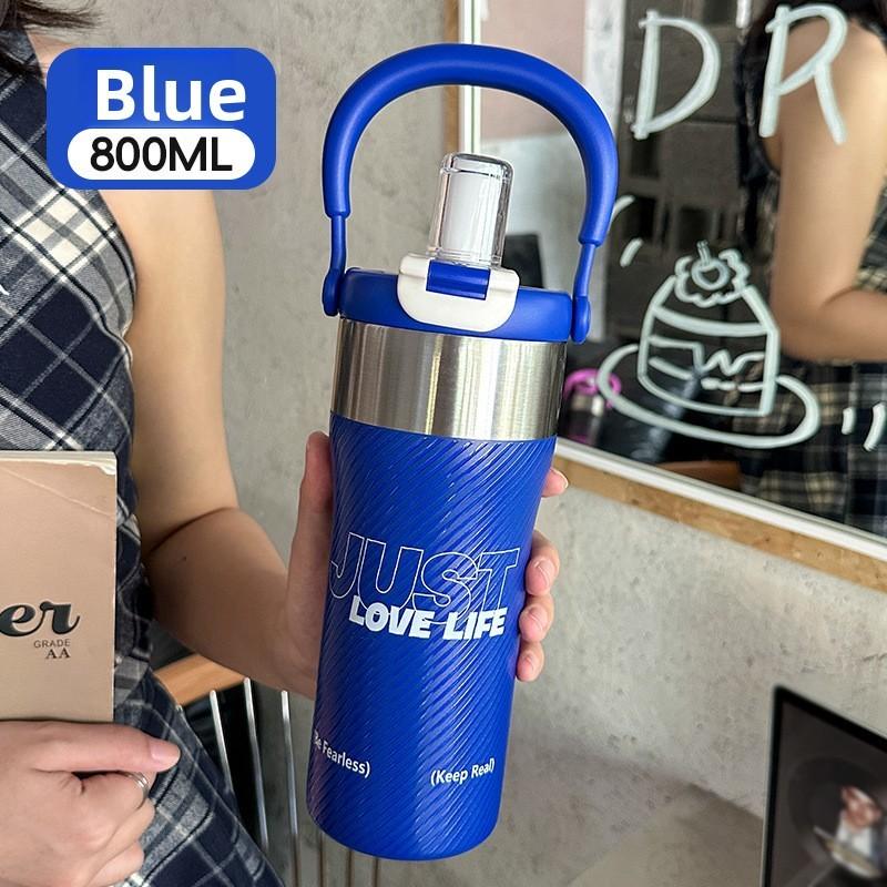 Insulated Travel Mug With Leakproof Lid For Outdoor Sports And Office Use синий