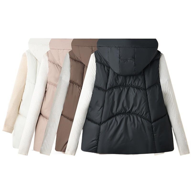 Winter Women's Down Cotton Vest Stand-up Collar Sleeveless Cotton Jacket Vest Warm Short Women's Vest