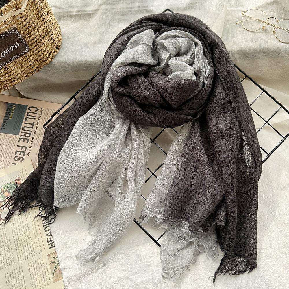 Wool scarf new solid color handmade hanging dye women's gradual change of color soft high-end silk scarf travel photography with shawl