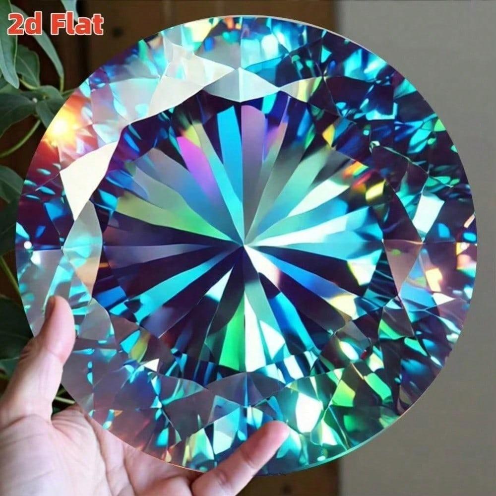 Luxury Round Metal Wall Art 7.8 Inch Diamond Shine Aluminum Home Decor for Living Room Bedroom Bathroom