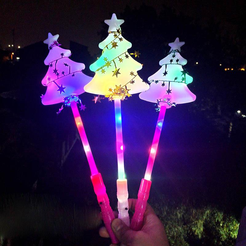 

New Children Gold Wire Christmas Tree Light-Up Magic Wand Led Flash Party Props Holiday Christmas Toys Creative Luminous Toys