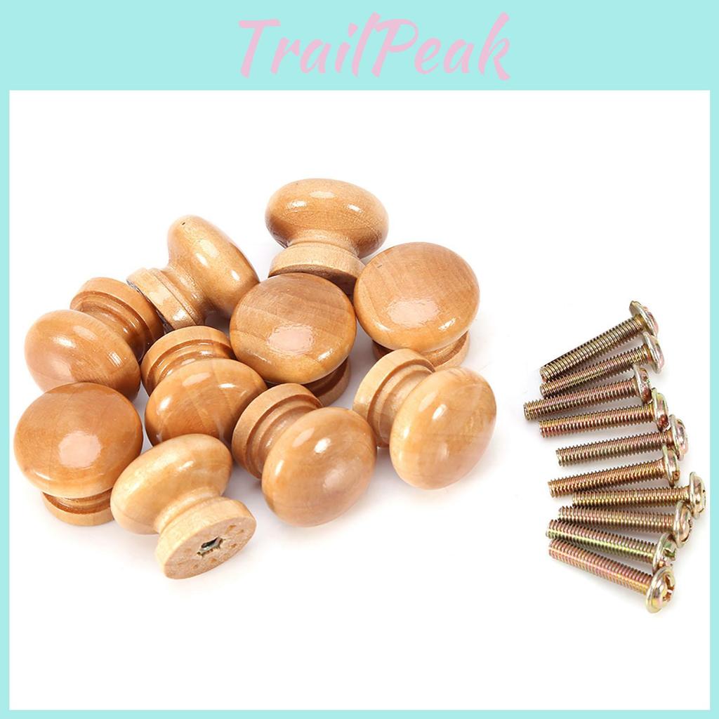 Pull 10pcs Natural Furniture Wooden Handle Kitchen Cabinet Drawer Cupboard Door Knob L 33mm