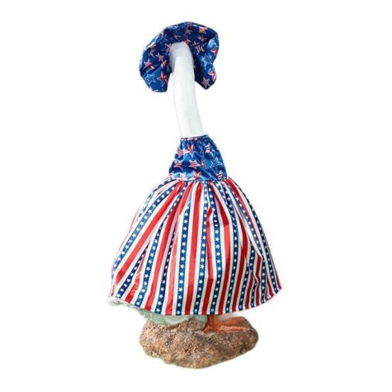 4th of July Porch Goose Outfit Independence Day Red White Blue Patriotic Goose Costume for 20"/27" Goose Statue