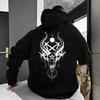 Men's Gothic Hoodies Demonic Horror Face Print Sweatshirt Streetwear Autumn Winter Male Top Casual Pullover 666 & Inverted Cross