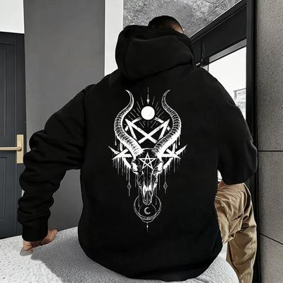 Autumn Winter Male Top Casual Pullover 666 & Inverted Cross Men's Gothic Hoodies Demonic Horror Face Print Sweatshirt Streetwear