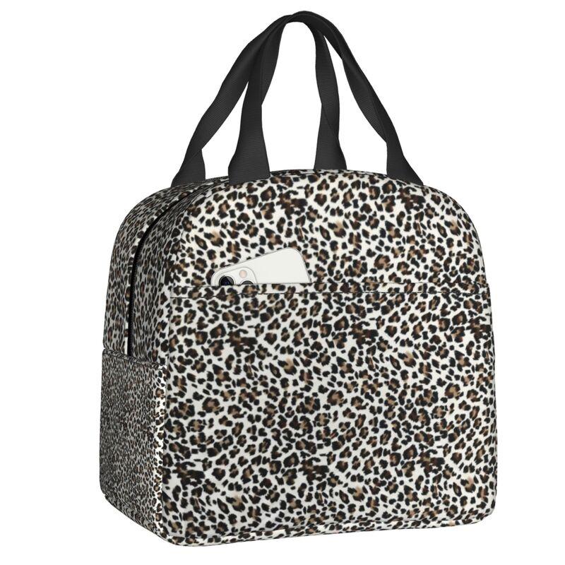 Borse Termiche Pranzo con Stampa Leopardo per Donne Pelle Animale Riutilizzabile Cooler Termico Cibo Pranzo Scatola Pranzo Lavoro Scuola Viaggio