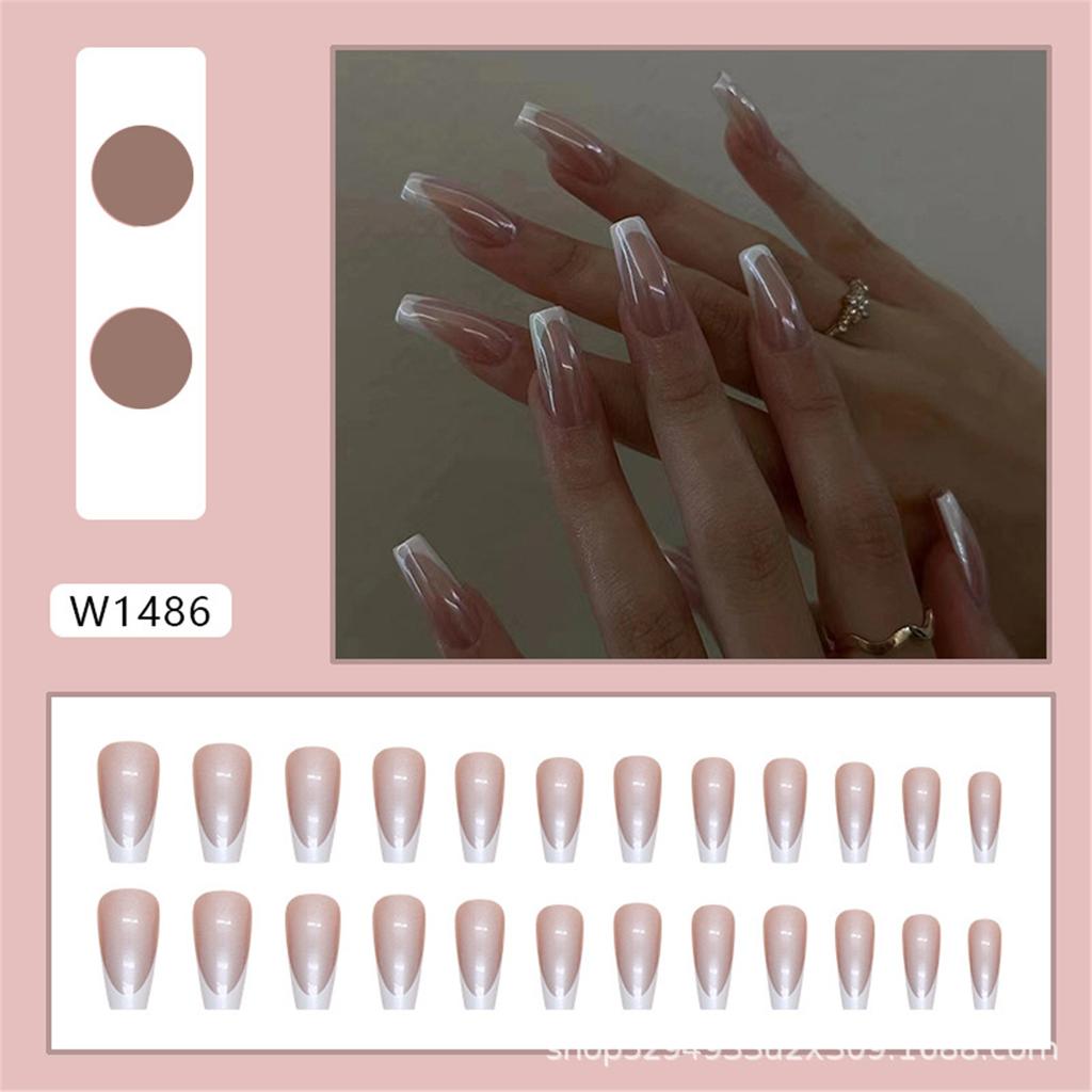 24pcs Ballerina French False Nail Full Cover DIY Decoration Nails Tip Easy and Quick Nail Art for Women