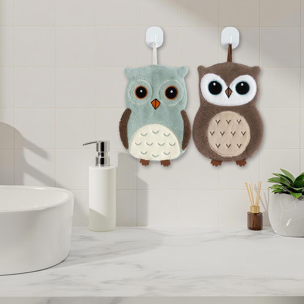 Cute Hand Towel 22x18cm Cartoon Fabric Hangable Wall Mount Bathroom Kitchen Towel for Home Decor Hotel Couple Housewarming Gift