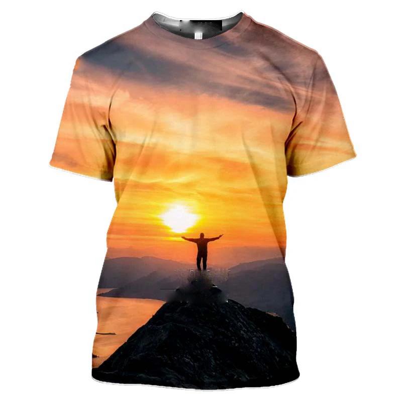 Mountain Climbing Hiking 3d Print Men's T-shirt  Men Summer Tees Casual Fitness