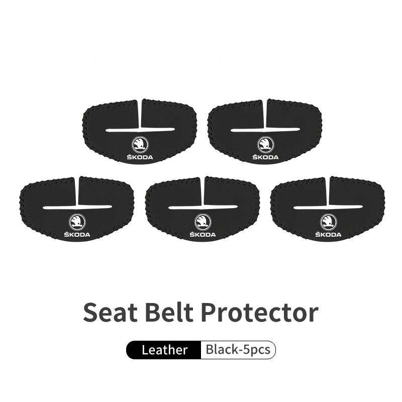 Leather Car Safety Belt Buckle Protector Anti-Scratch Cover Auto Accessories For Skoda Octavia A5 A4 Mk1 2 Fabia Superb Rapid