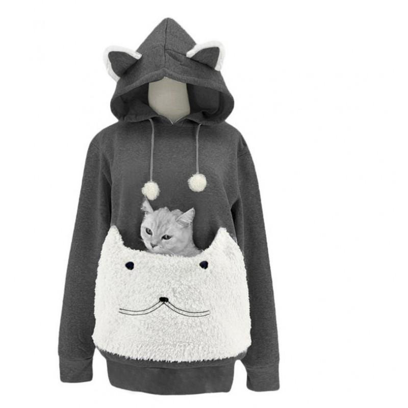 Damen Übergroßes Kapuzensweatshirt Mit Stickerei Große Vordertaschen Streetwear Lässiges Langarm-Oberteil