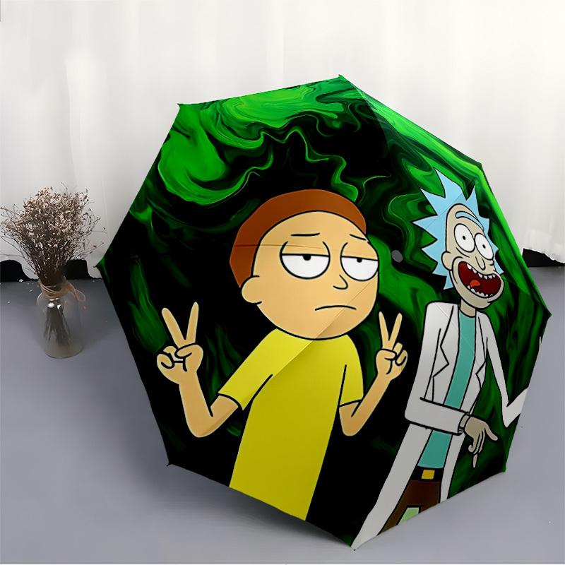 1pc Rick "Morty" Windproof Automatic Umbrella, Portable Folding design, Lightweight for Women/Men188