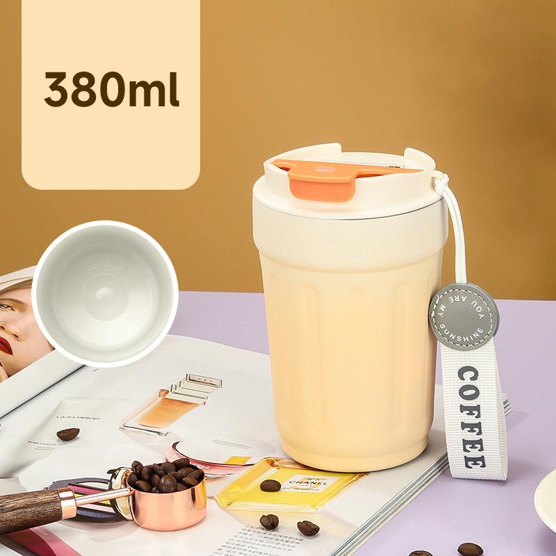 MeyJig Stainless Steel Thermos Bottle Ceramic Coffee Mug Leak-Proof Vacuum Flask Cold Brew Coffee Cup