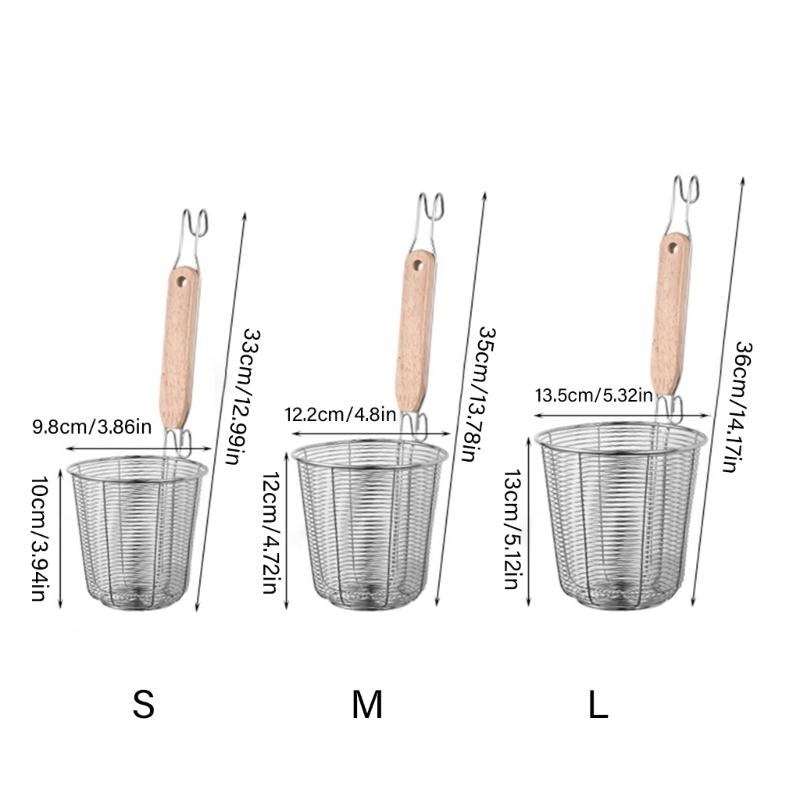 Multifuntional 201Stainless Steel Food Strainer Basket with Ergonomic Handle Suitable for Steaming and Blanching