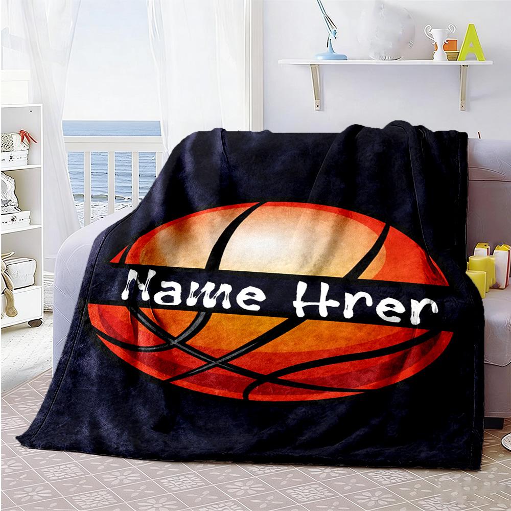 Basketball Style Personalized Text Blanket Lightweight Customizable Blanket Comfortable Versatile for Nap Office Couch Livingroom All-Season Use