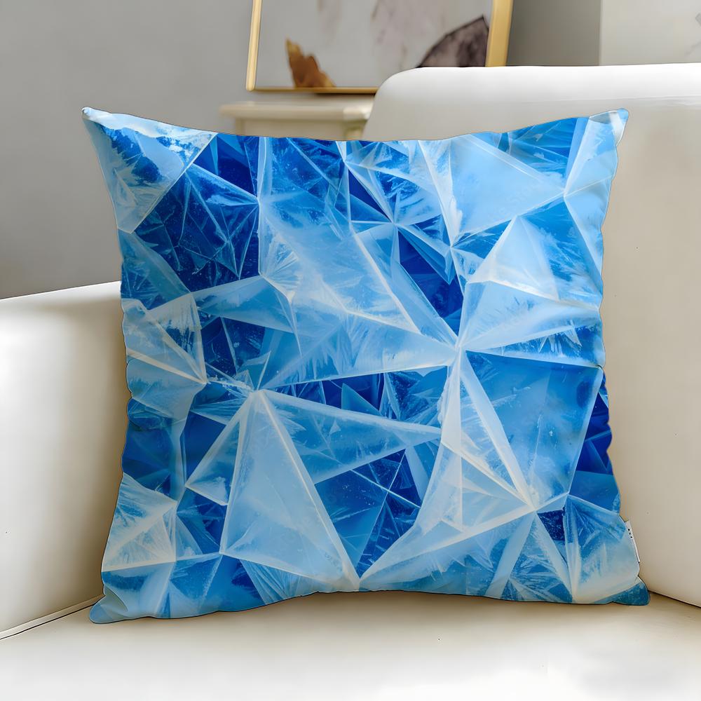 Cracked Ice Pattern Cushion Cover Soft  EasyWash Pillow Case  Versatile for Couch Bed Travel and Office