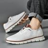 Men Sneakers Plus Size Trendy British Style Summer Breathable Soft Male Sports Shoes Fashion Solid Woven Mesh Running Flats