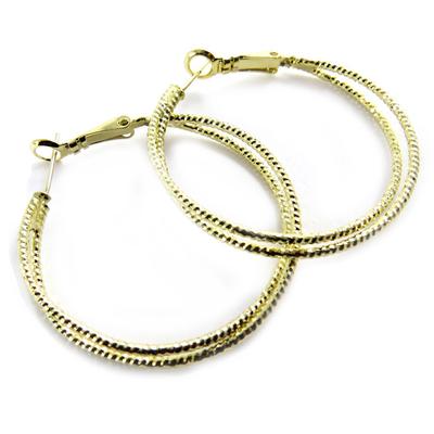 [L7956] - Double Hoop Earrings 'Chorégraphie' Gold Ø 40 Mm