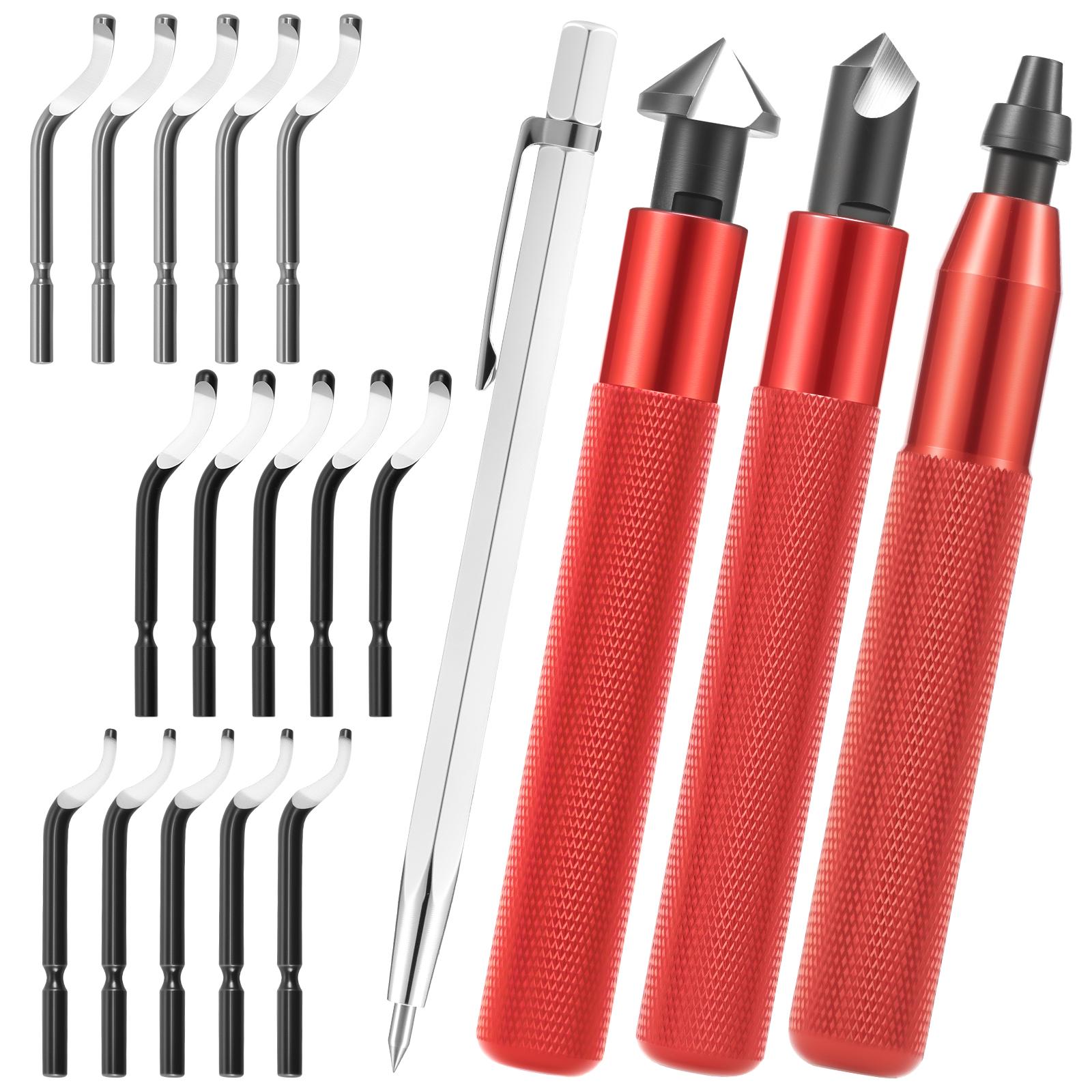 

Deburring Tool and Countersink Hand Reamer Set with 15 Blades Portable Burr Removal Hand Tool for Brass Steel Copper Pipe 3D красный