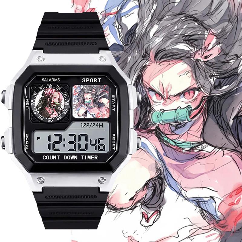 

Серія Вбивця Демонів Японська Незуко 2D хронограф Крутий наручний годинник, годинник-будильник, водонепроникний електронний годинник