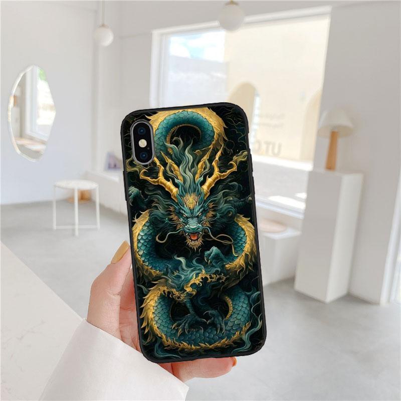 LO25 Chinese Dragon Soft Shell Phone Case for iPhone SE X XS XR 11 16E 17 Pro Max Air 8 7 6 6s Plus