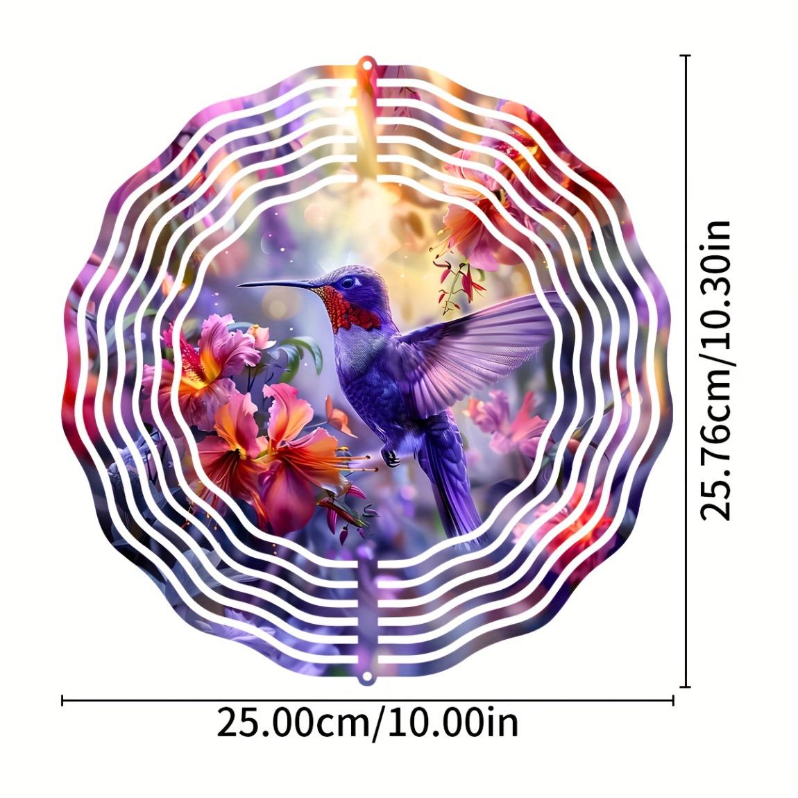 

3D Флюгер-колокольчик из нержавеющей стали «Колибри» – Яркий красочный дизайн с цветком, Прочное уличное кинетическое искусство для сада 01A