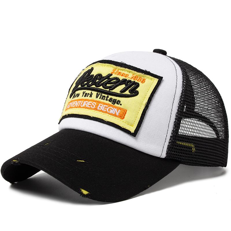 Baseballkappe Herren Netz Bestickt Buchstabe Trucker-Hut Snapback Damen Freizeitkappen Vintage Sonnenhüte Für Sommer Outdoor Tägliches Tragen