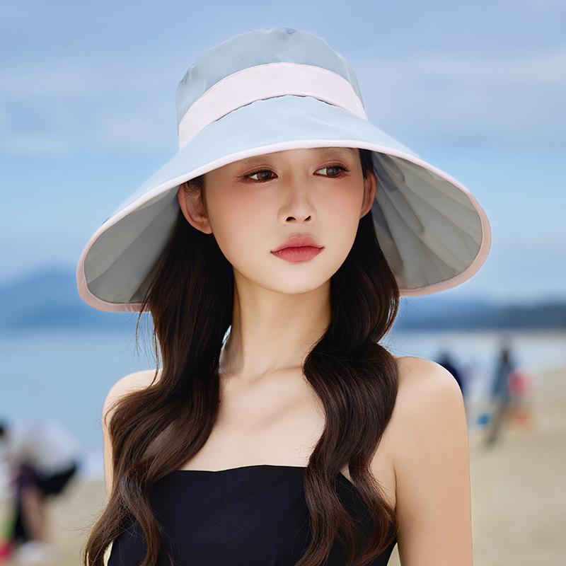 

Summer new hat women s sunshade sunscreen hat summer outdoor travel UV protection bow bucket hat Average size