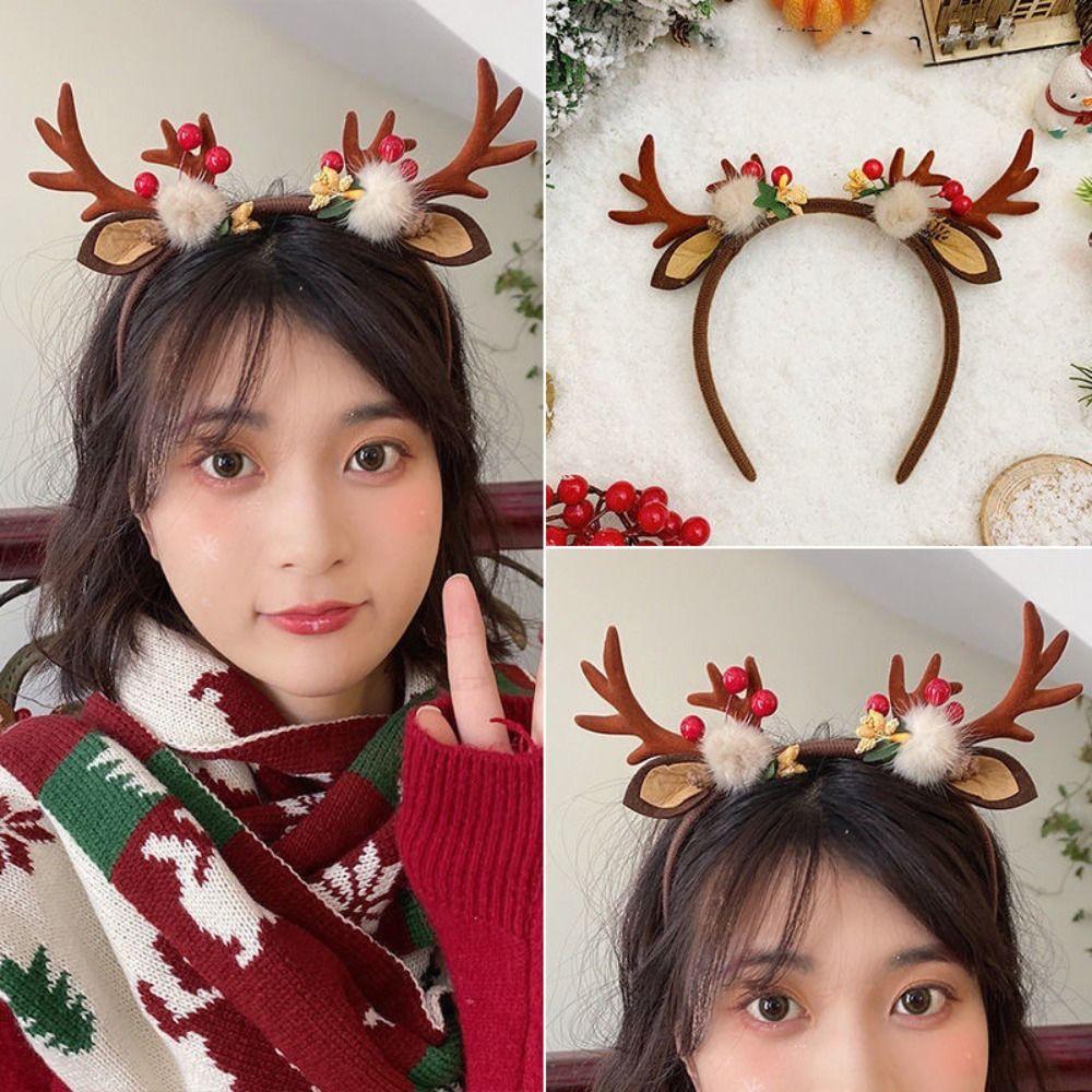 Fawn Horn Christmas Headband Plastic Christmas Elf Headband Cosplay Costume Antlers Headband Kid